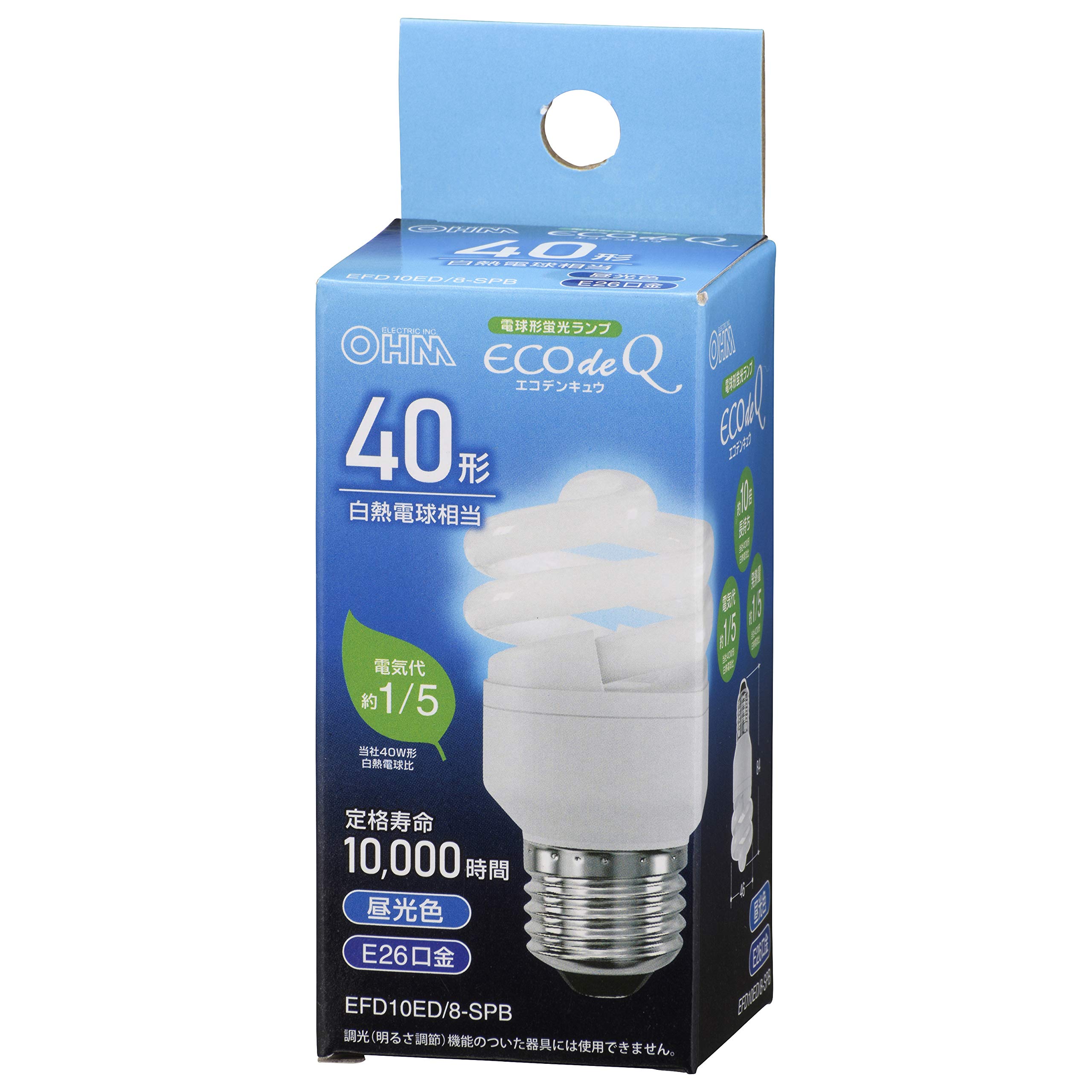 Amazon.co.jp: オーム電機 電球形蛍光灯 スパイラル形 E26 40形相当